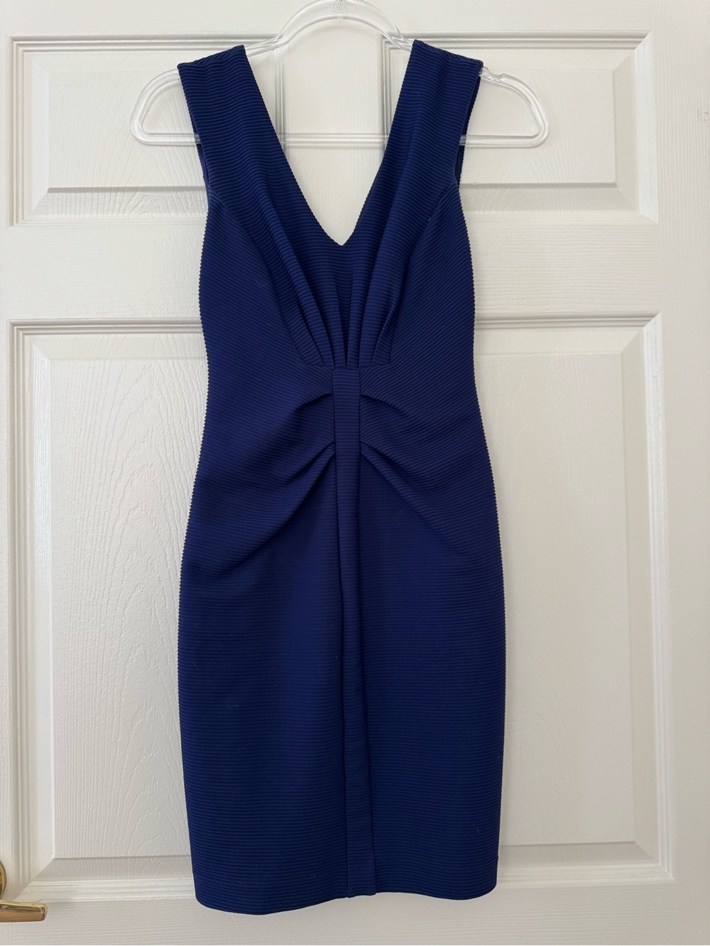 Navy Sleeveless V-Neck Twist Front Bandage Dress
